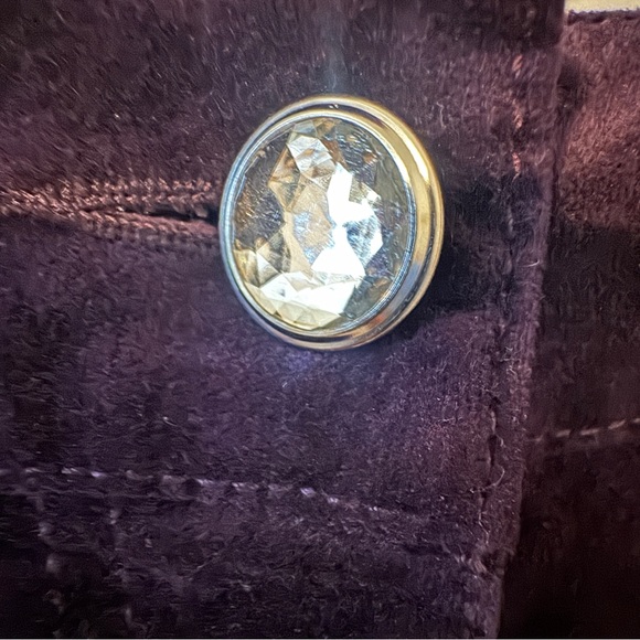 Chico's Velvet Pants Women's Size 2 Purple Straight Leg Jewel Button Front Party - Picture 4 of 7